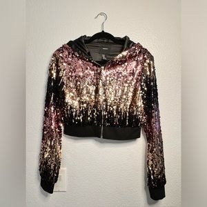 Sequin crop hoodie